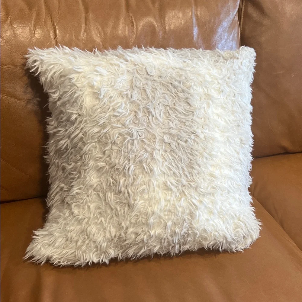 West Elm Fluffy White Throw Pillow